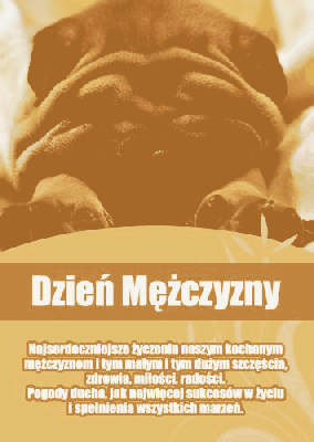 Piesek z życzeniami na Dzień Mężczyzny